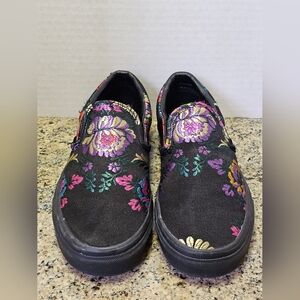 Vans Floral Embroidered Satin Slip-On Shoes Unisex M6.5 W8